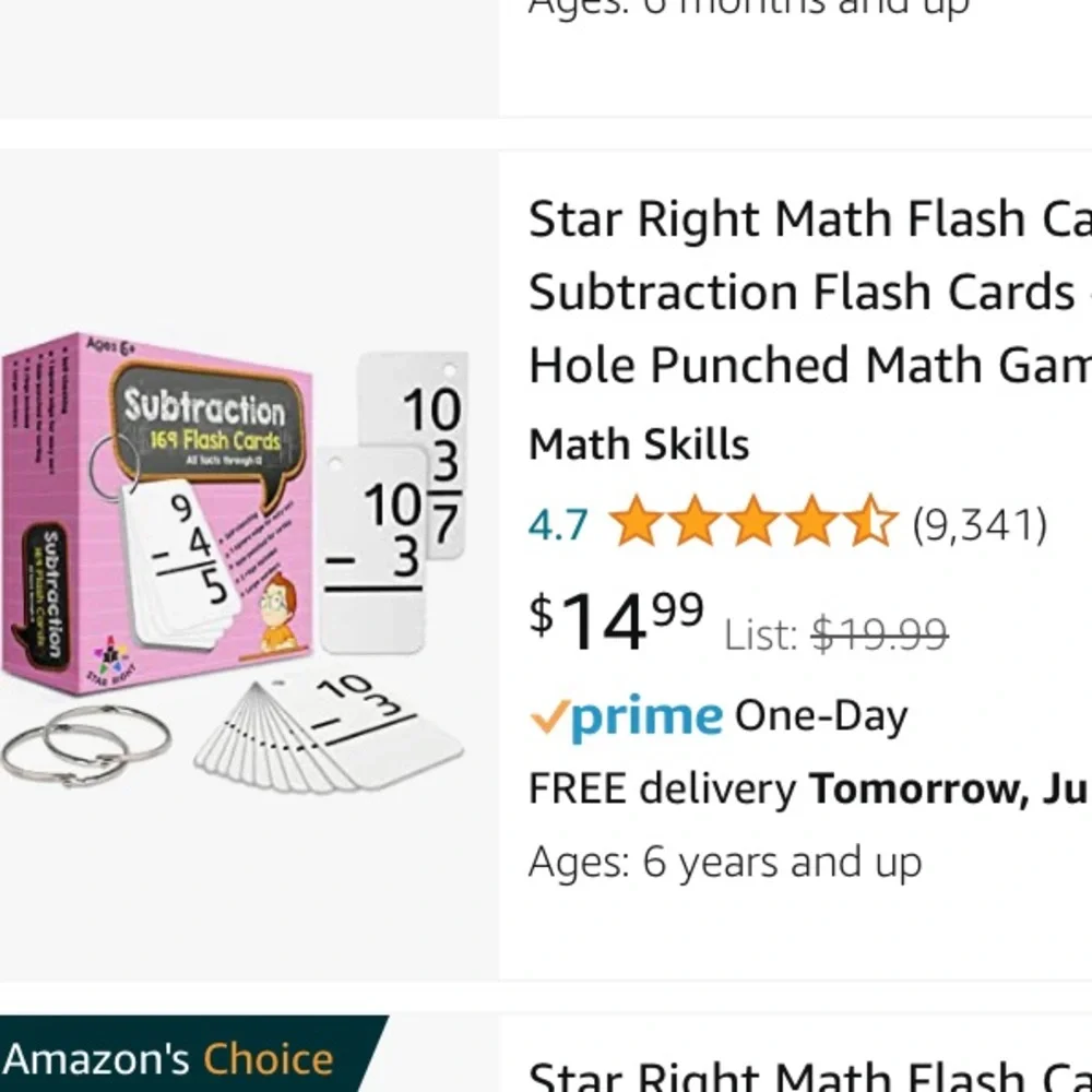 Subtraction Flash Cards - Picture 5 of 5